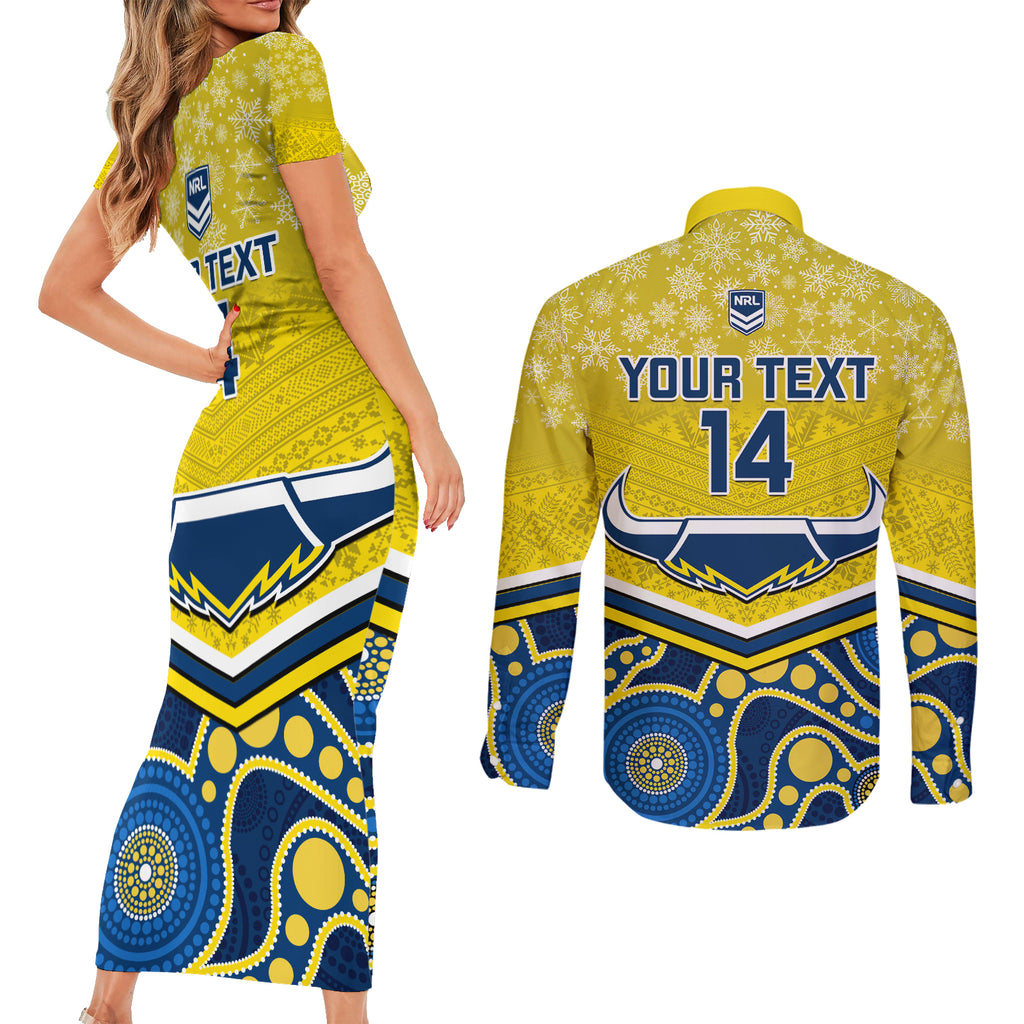 custom-cowboys-rugby-christmas-couples-matching-short-sleeve-bodycon-dress-and-long-sleeve-button-shirt-merry-xmas-2023-mix-aboriginal-art-blue-version