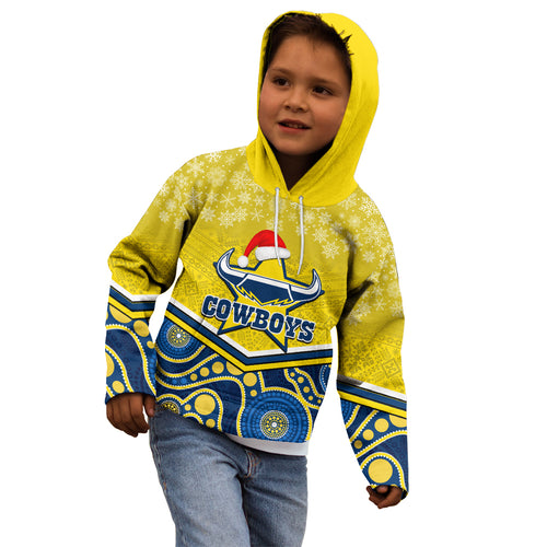 custom-cowboys-rugby-christmas-kid-hoodie-merry-xmas-2023-mix-aboriginal-art-blue-version