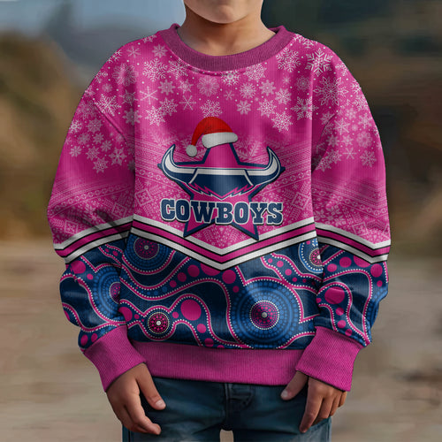 custom-cowboys-rugby-christmas-kid-ugly-christmas-sweater-merry-xmas-2023-mix-aboriginal-art-blue-version