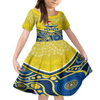 custom-cowboys-rugby-christmas-kid-short-sleeve-dress-merry-xmas-2023-mix-aboriginal-art-blue-version
