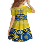 custom-cowboys-rugby-christmas-kid-short-sleeve-dress-merry-xmas-2023-mix-aboriginal-art-blue-version