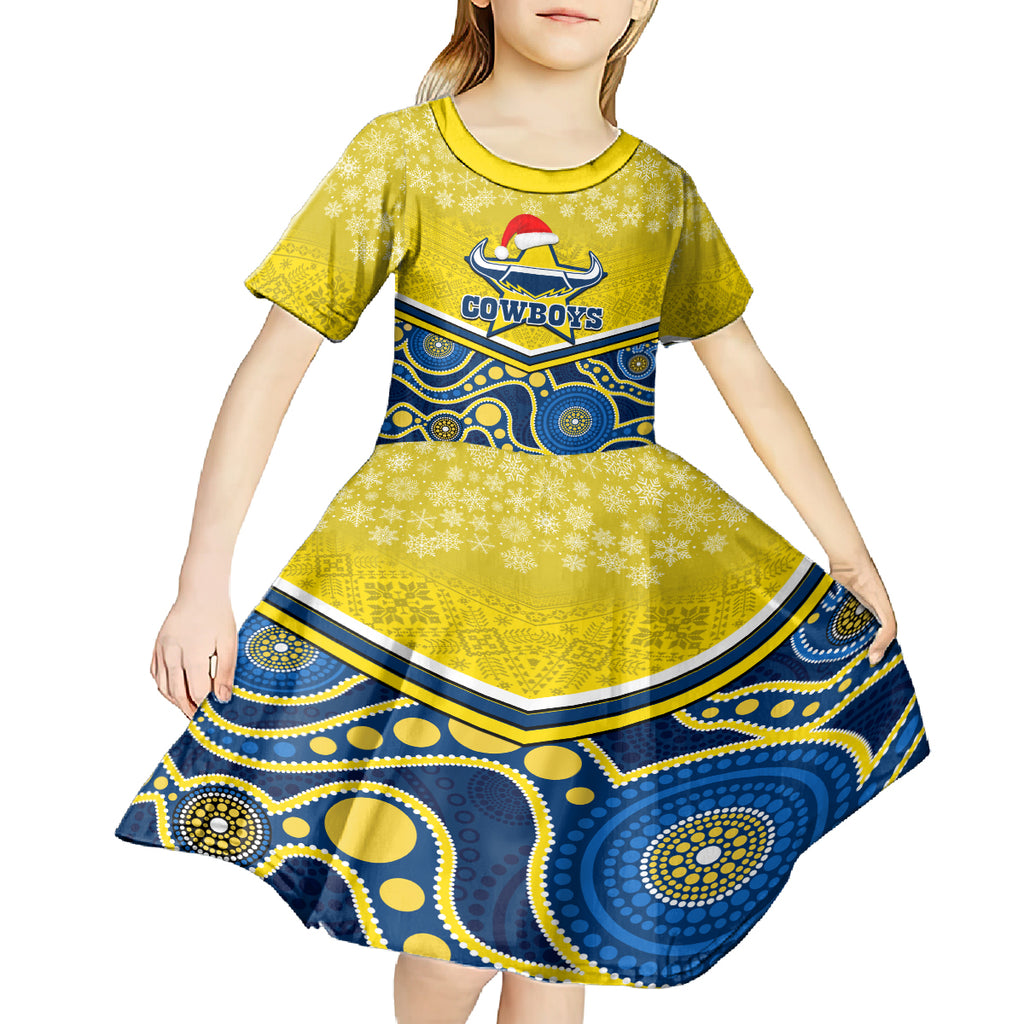 custom-cowboys-rugby-christmas-kid-short-sleeve-dress-merry-xmas-2023-mix-aboriginal-art-blue-version