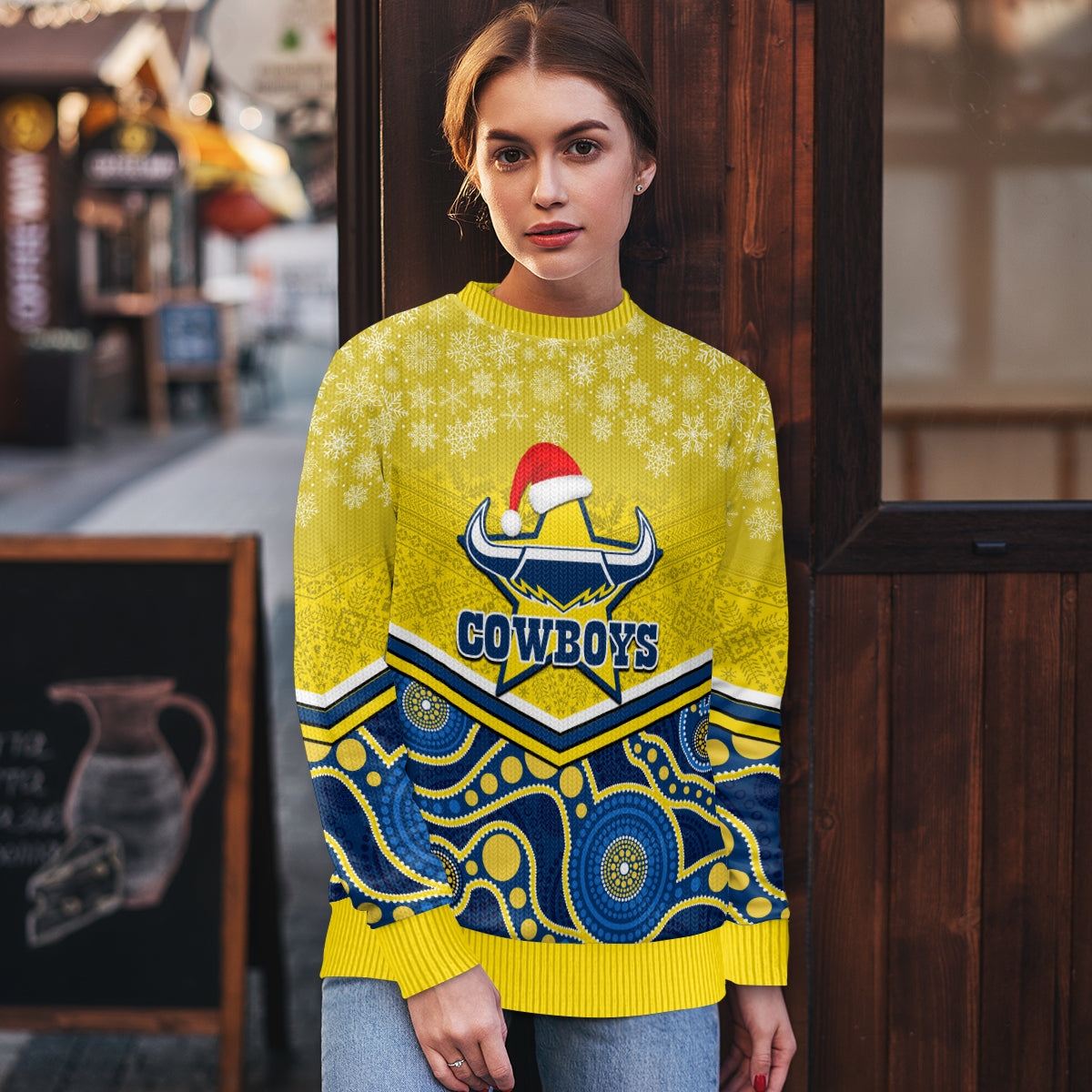 custom-cowboys-rugby-christmas-ugly-christmas-sweater-merry-xmas-2023-mix-aboriginal-art-blue-version