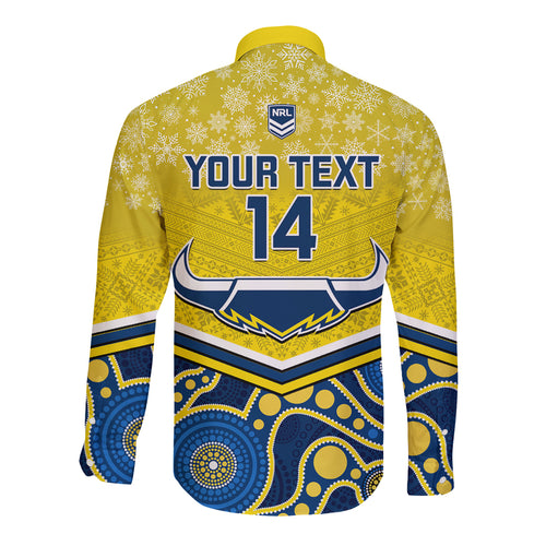 custom-cowboys-rugby-christmas-long-sleeve-button-shirt-merry-xmas-2023-mix-aboriginal-art-blue-version
