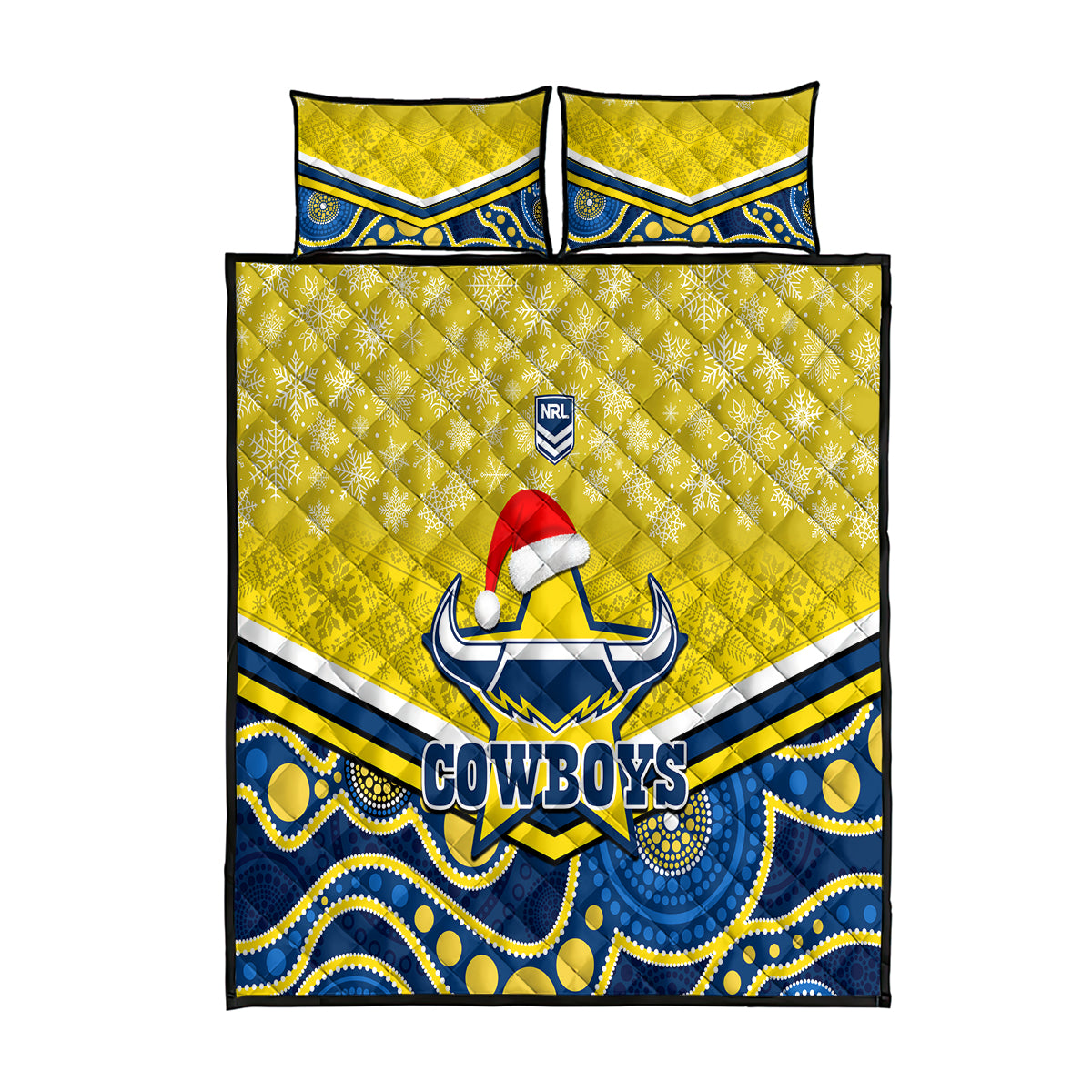 custom-cowboys-rugby-christmas-quilt-bed-set-merry-xmas-2023-mix-aboriginal-art-blue-version