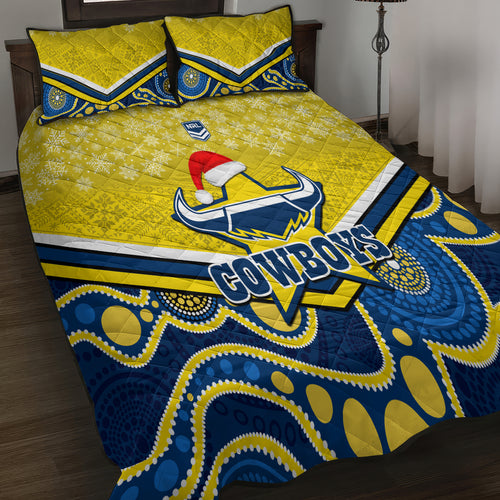 custom-cowboys-rugby-christmas-quilt-bed-set-merry-xmas-2023-mix-aboriginal-art-blue-version