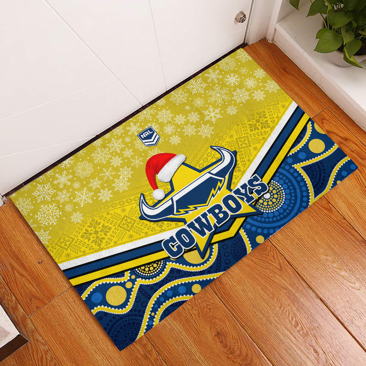custom-cowboys-rugby-christmas-rubber-doormat-merry-xmas-2023-mix-aboriginal-art-blue-version