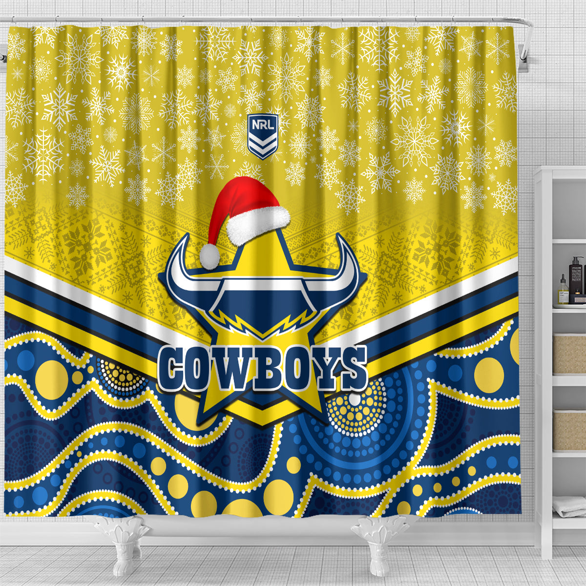 custom-cowboys-rugby-christmas-shower-curtain-merry-xmas-2023-mix-aboriginal-art-blue-version