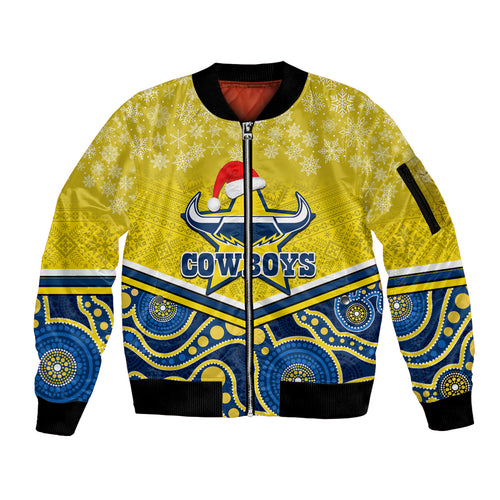 custom-cowboys-rugby-christmas-sleeve-zip-bomber-jacket-merry-xmas-2023-mix-aboriginal-art-blue-version