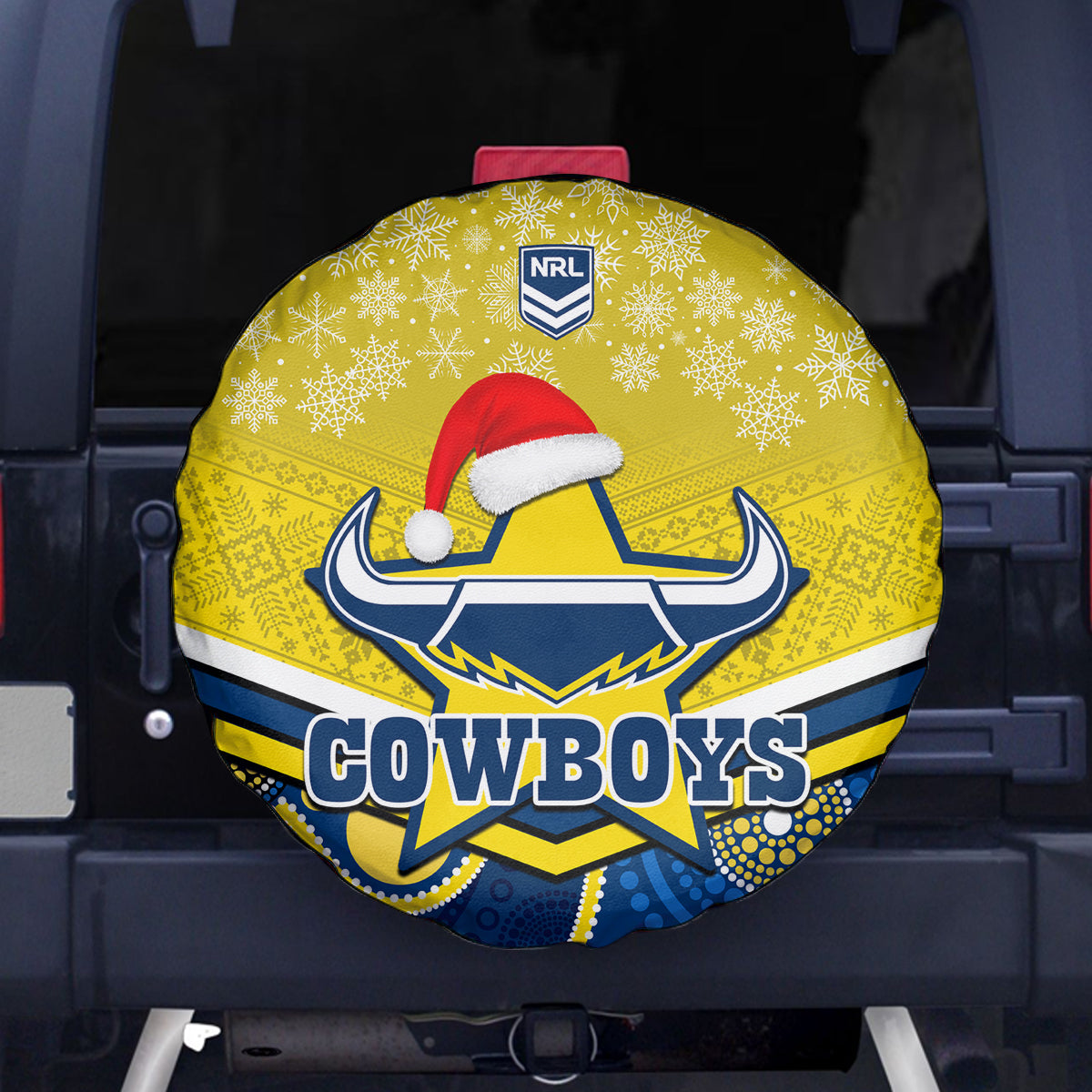 custom-cowboys-rugby-christmas-spare-tire-cover-merry-xmas-2023-mix-aboriginal-art-blue-version