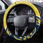 Cowboys Rugby Christmas Steering Wheel Cover Merry Xmas 2023 Mix Aboriginal Art Blue Version