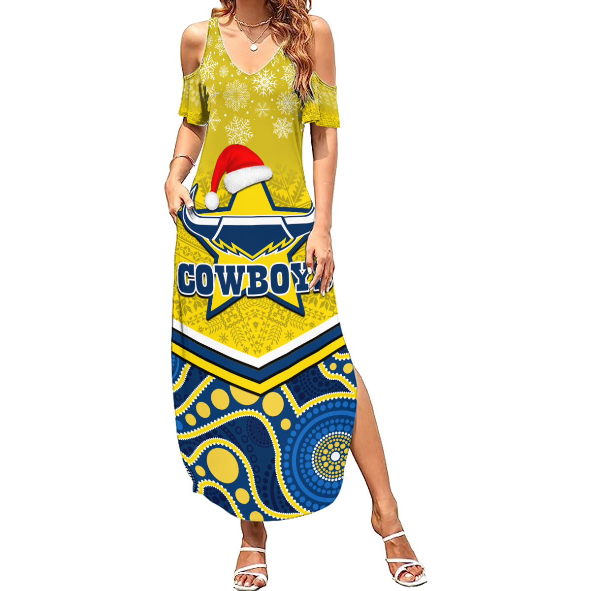 custom-cowboys-rugby-christmas-summer-maxi-dress-merry-xmas-2023-mix-aboriginal-art-blue-version