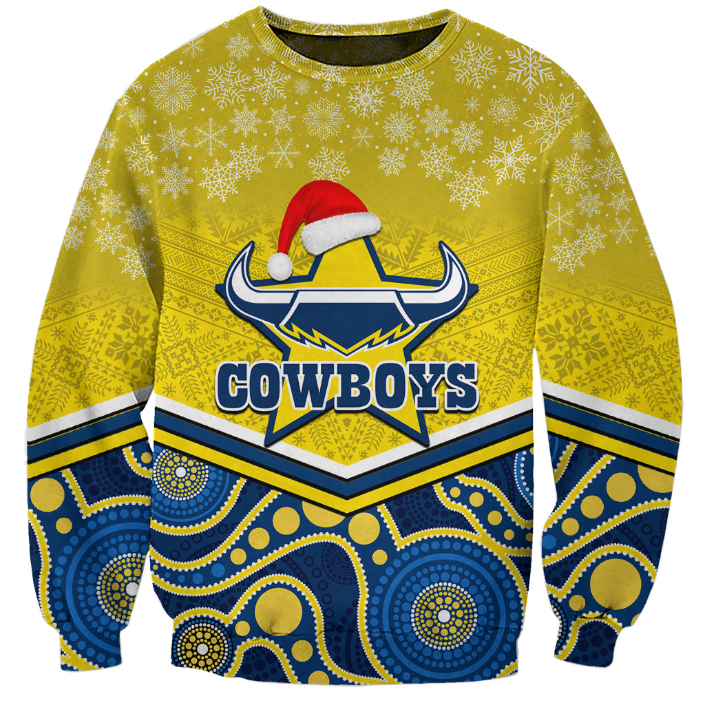 custom-cowboys-rugby-christmas-sweatshirt-merry-xmas-2023-mix-aboriginal-art-blue-version