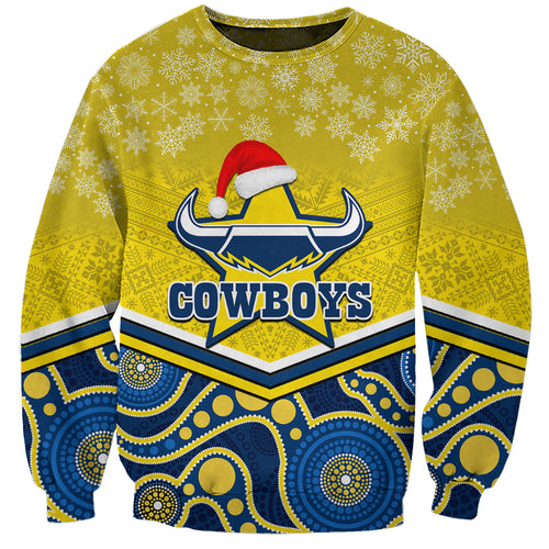 custom-cowboys-rugby-christmas-sweatshirt-merry-xmas-2023-mix-aboriginal-art-blue-version