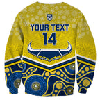 custom-cowboys-rugby-christmas-sweatshirt-merry-xmas-2023-mix-aboriginal-art-blue-version