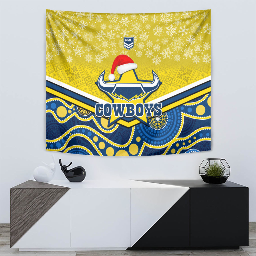custom-cowboys-rugby-christmas-tapestry-merry-xmas-2023-mix-aboriginal-art-blue-version