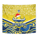 custom-cowboys-rugby-christmas-tapestry-merry-xmas-2023-mix-aboriginal-art-blue-version