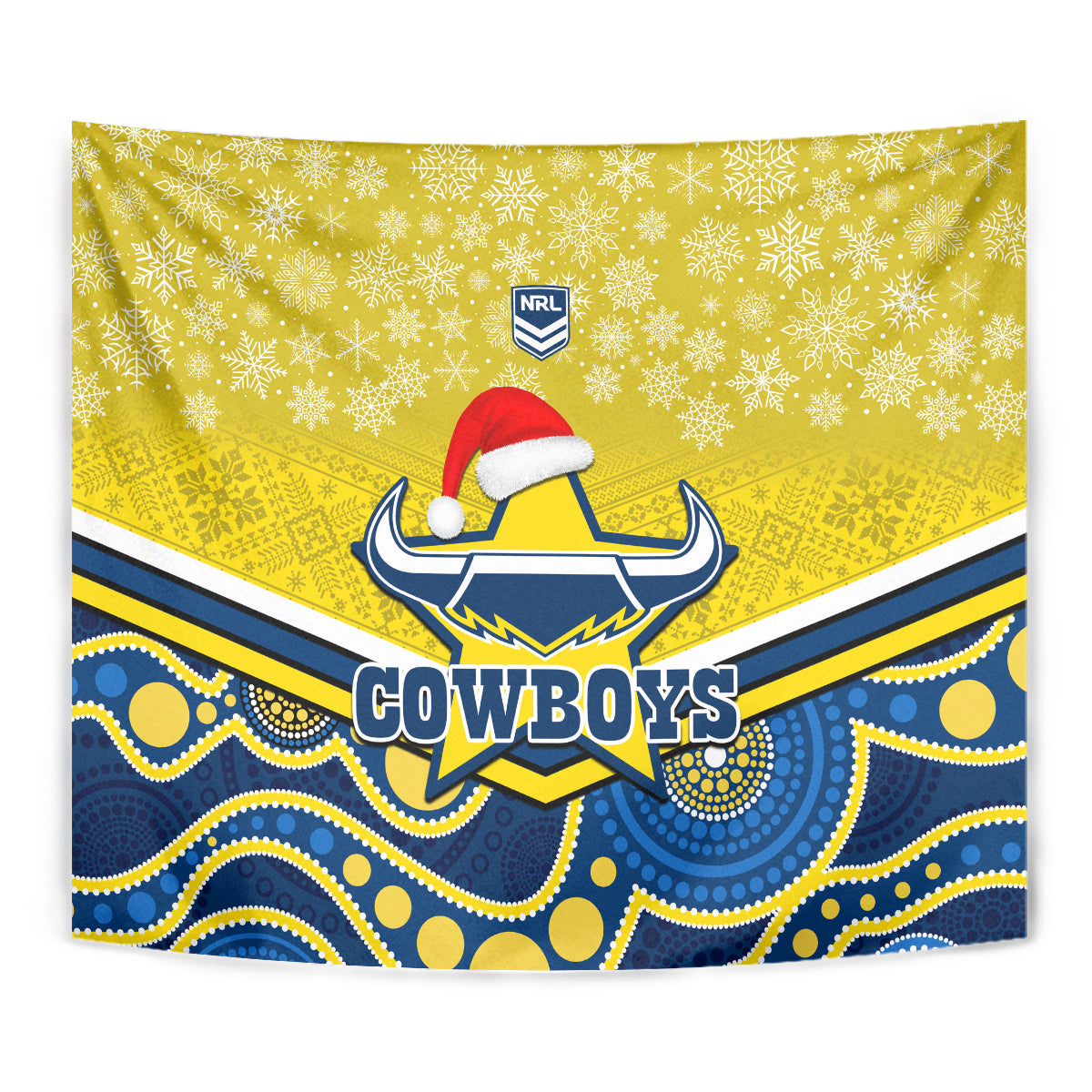 custom-cowboys-rugby-christmas-tapestry-merry-xmas-2023-mix-aboriginal-art-blue-version