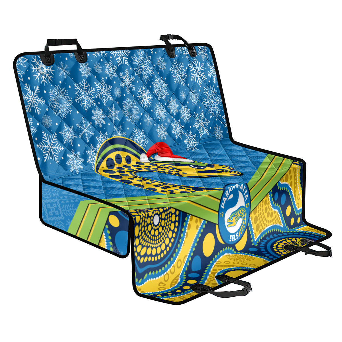 custom-parramatta-eels-rugby-christmas-back-car-seat-cover-merry-xmas-2023-mix-aboriginal-art