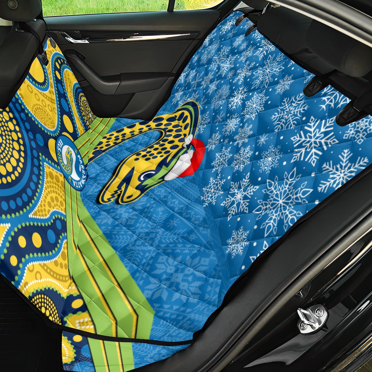 custom-parramatta-eels-rugby-christmas-back-car-seat-cover-merry-xmas-2023-mix-aboriginal-art