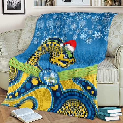 custom-parramatta-eels-rugby-christmas-blanket-merry-xmas-2023-mix-aboriginal-art