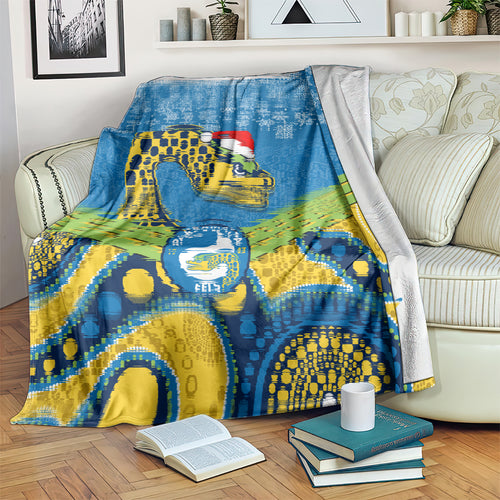 custom-parramatta-eels-rugby-christmas-blanket-merry-xmas-2023-mix-aboriginal-art