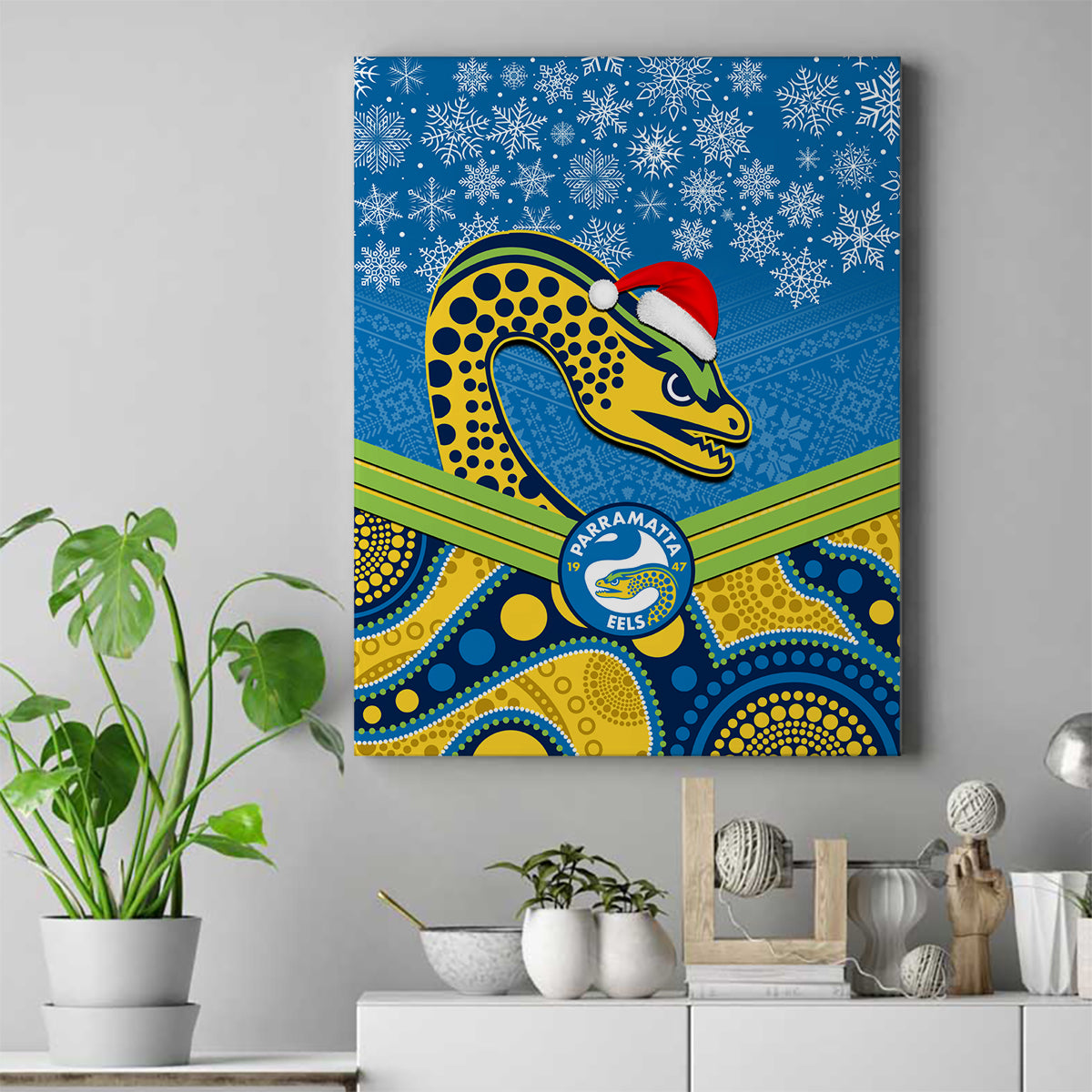 custom-parramatta-eels-rugby-christmas-canvas-wall-art-merry-xmas-2023-mix-aboriginal-art