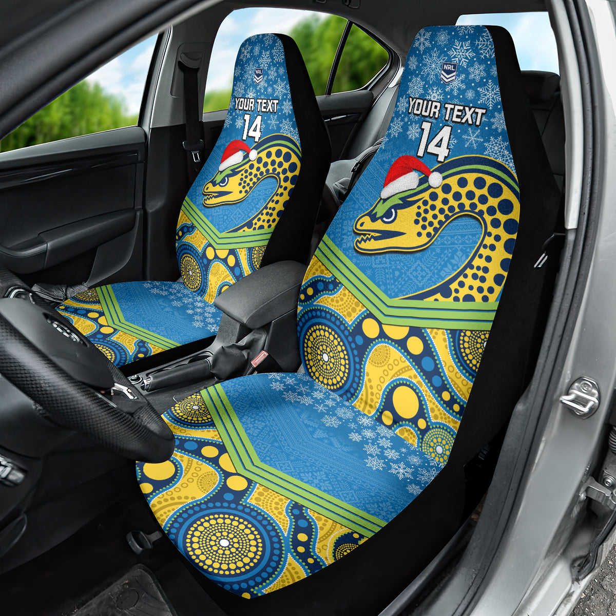 custom-parramatta-eels-rugby-christmas-car-seat-cover-merry-xmas-2023-mix-aboriginal-art