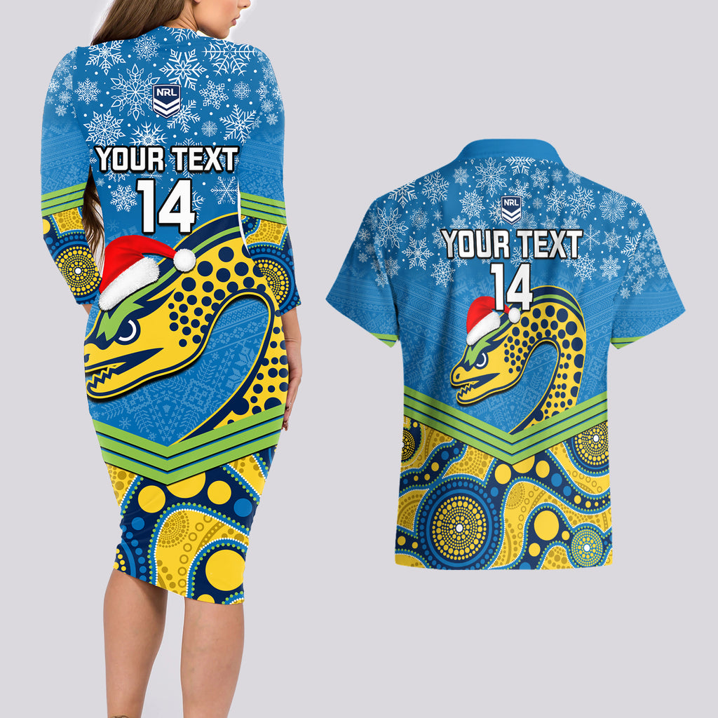 custom-parramatta-eels-rugby-christmas-couples-matching-long-sleeve-bodycon-dress-and-hawaiian-shirt-merry-xmas-2023-mix-aboriginal-art