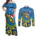 custom-parramatta-eels-rugby-christmas-couples-matching-off-shoulder-maxi-dress-and-long-sleeve-button-shirt-merry-xmas-2023-mix-aboriginal-art