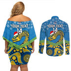 custom-parramatta-eels-rugby-christmas-couples-matching-off-shoulder-short-dress-and-long-sleeve-button-shirt-merry-xmas-2023-mix-aboriginal-art