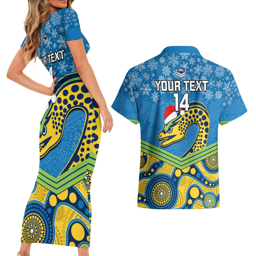 custom-parramatta-eels-rugby-christmas-couples-matching-short-sleeve-bodycon-dress-and-hawaiian-shirt-merry-xmas-2023-mix-aboriginal-art