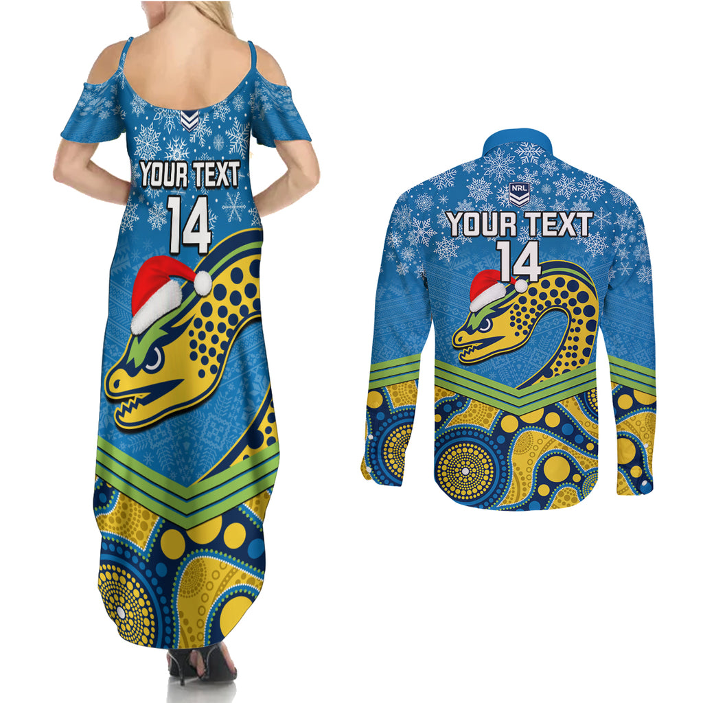 custom-parramatta-eels-rugby-christmas-couples-matching-summer-maxi-dress-and-long-sleeve-button-shirt-merry-xmas-2023-mix-aboriginal-art