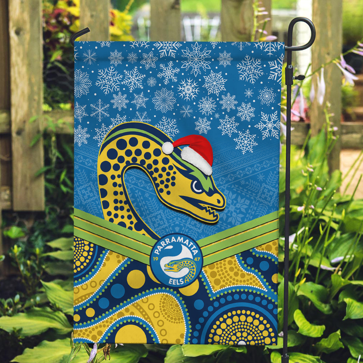 custom-parramatta-eels-rugby-christmas-garden-flag-merry-xmas-2023-mix-aboriginal-art