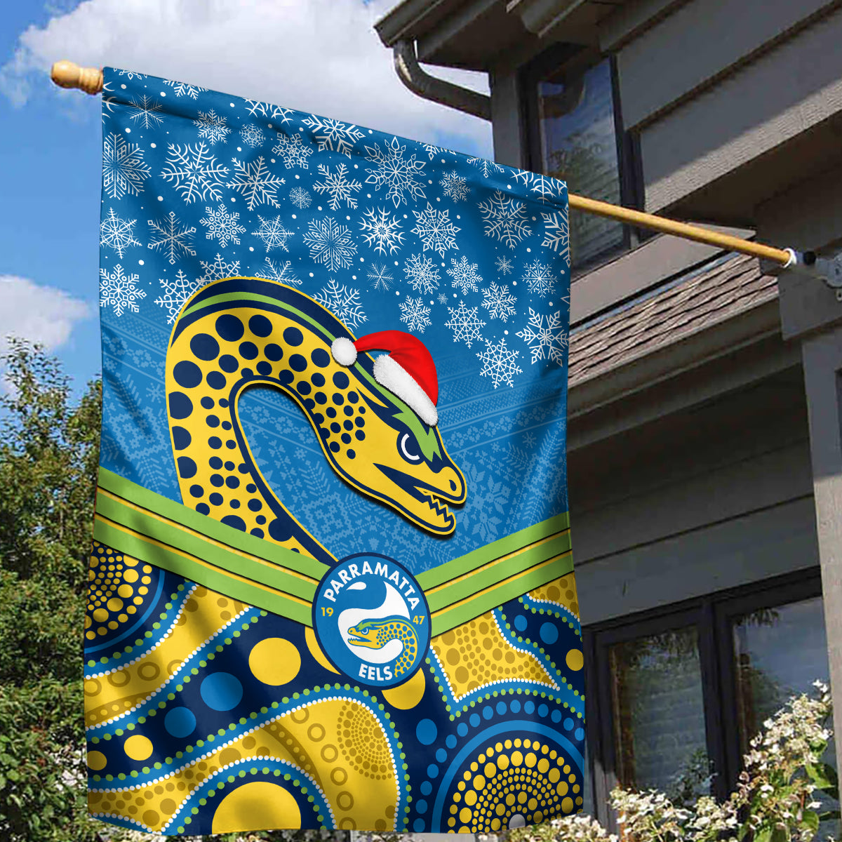 custom-parramatta-eels-rugby-christmas-garden-flag-merry-xmas-2023-mix-aboriginal-art