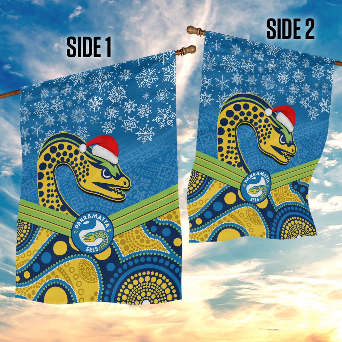 custom-parramatta-eels-rugby-christmas-garden-flag-merry-xmas-2023-mix-aboriginal-art