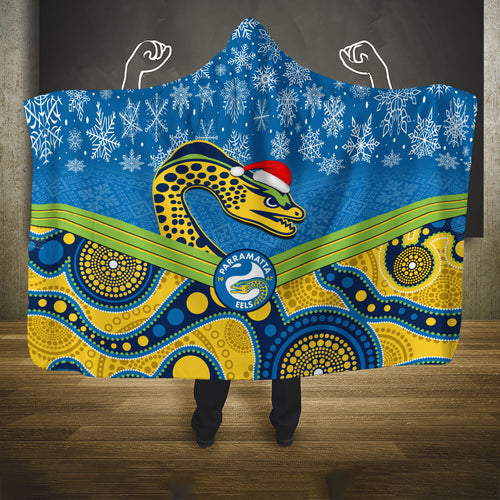 custom-parramatta-eels-rugby-christmas-hooded-blanket-merry-xmas-2023-mix-aboriginal-art