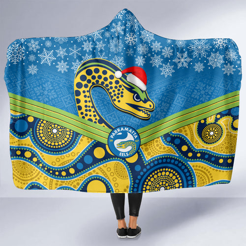 custom-parramatta-eels-rugby-christmas-hooded-blanket-merry-xmas-2023-mix-aboriginal-art