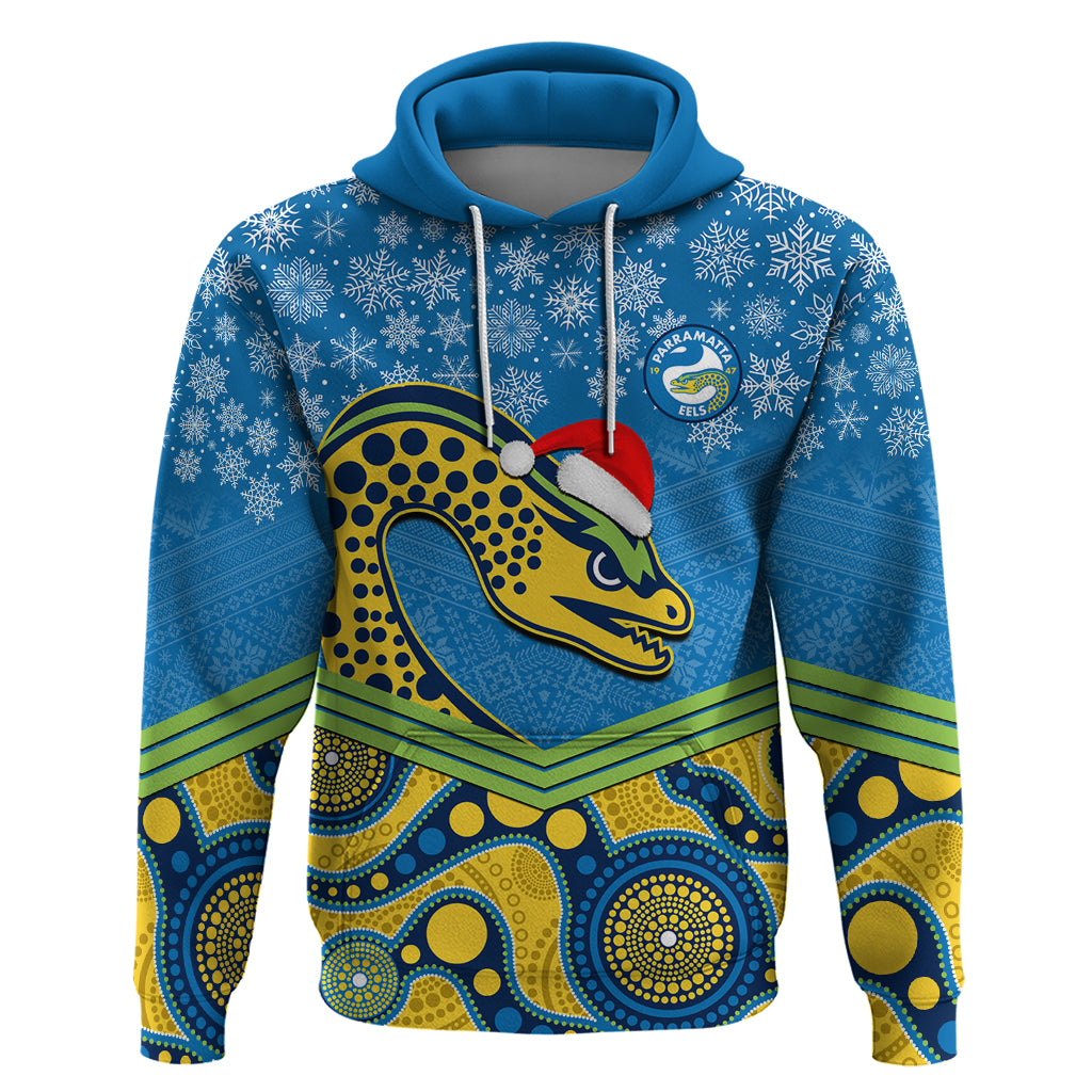custom-parramatta-eels-rugby-christmas-hoodie-merry-xmas-2023-mix-aboriginal-art