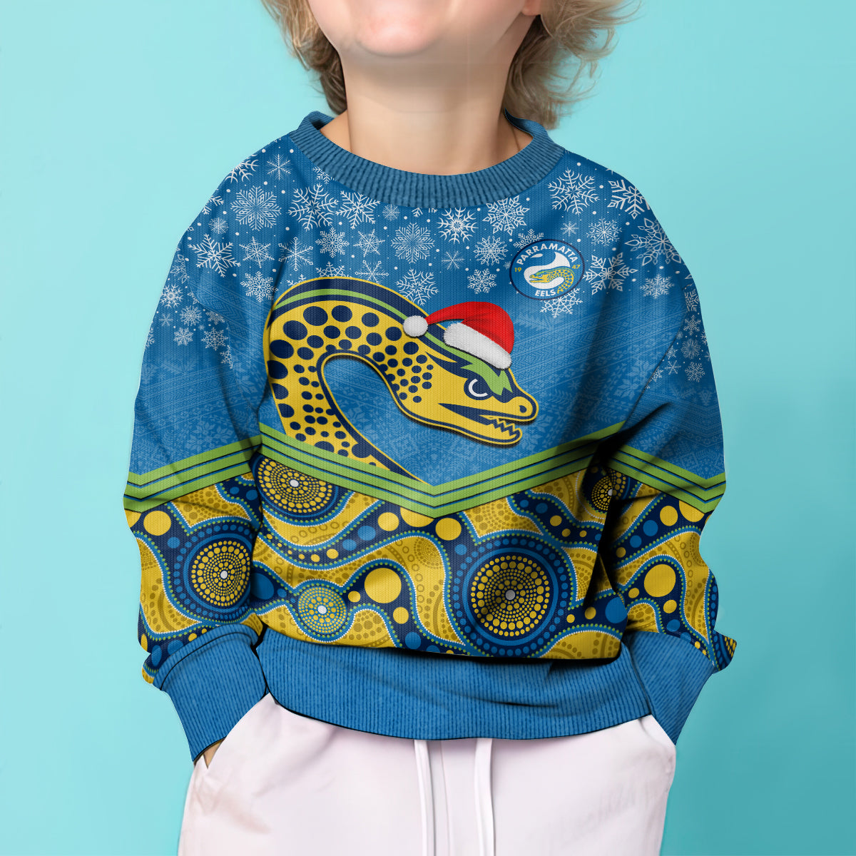 custom-parramatta-eels-rugby-christmas-kid-ugly-christmas-sweater-merry-xmas-2023-mix-aboriginal-art