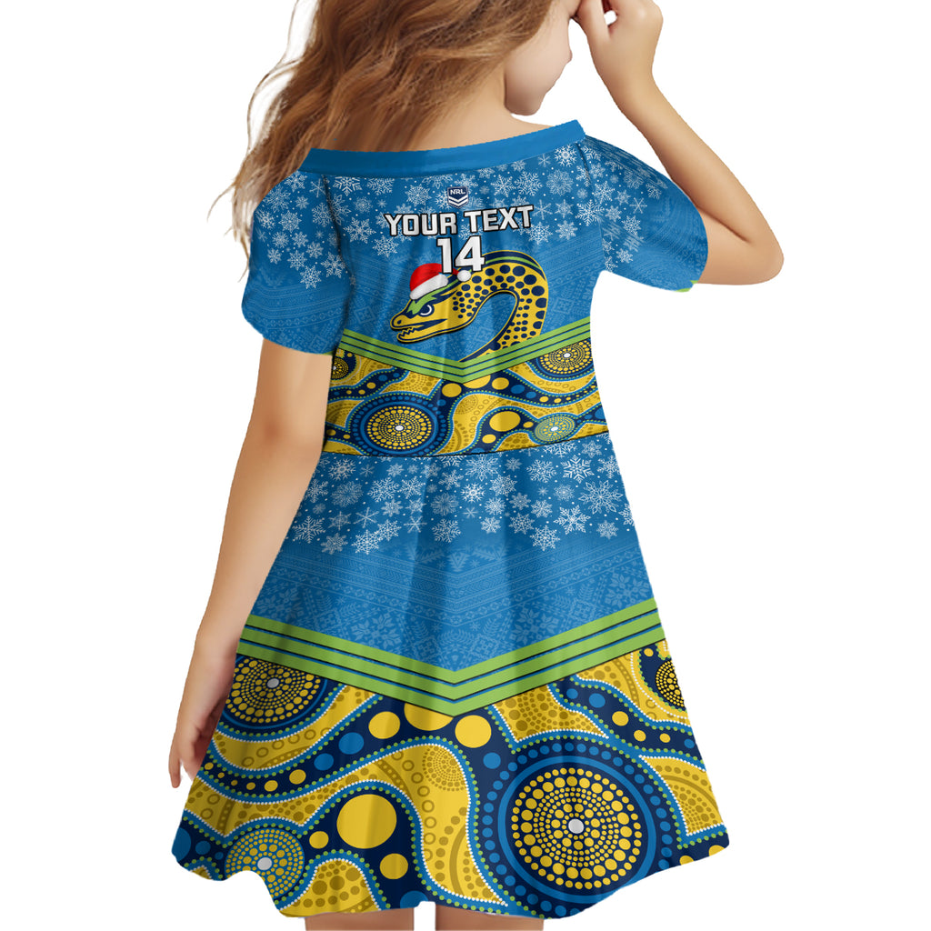 custom-parramatta-eels-rugby-christmas-kid-short-sleeve-dress-merry-xmas-2023-mix-aboriginal-art