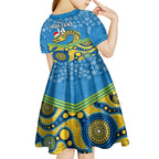 custom-parramatta-eels-rugby-christmas-kid-short-sleeve-dress-merry-xmas-2023-mix-aboriginal-art