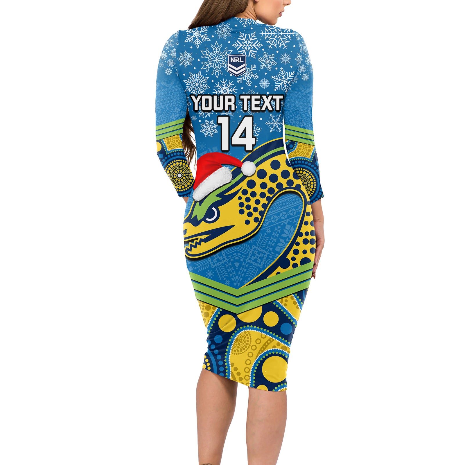 custom-parramatta-eels-rugby-christmas-long-sleeve-bodycon-dress-merry-xmas-2023-mix-aboriginal-art