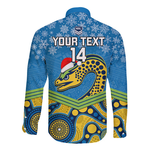 custom-parramatta-eels-rugby-christmas-long-sleeve-button-shirt-merry-xmas-2023-mix-aboriginal-art