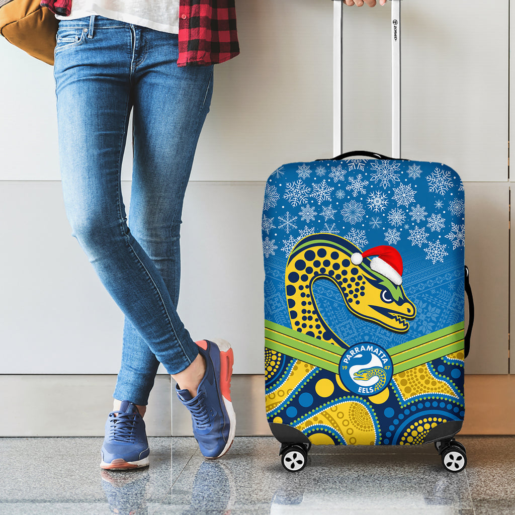 custom-parramatta-eels-rugby-christmas-luggage-cover-merry-xmas-2023-mix-aboriginal-art