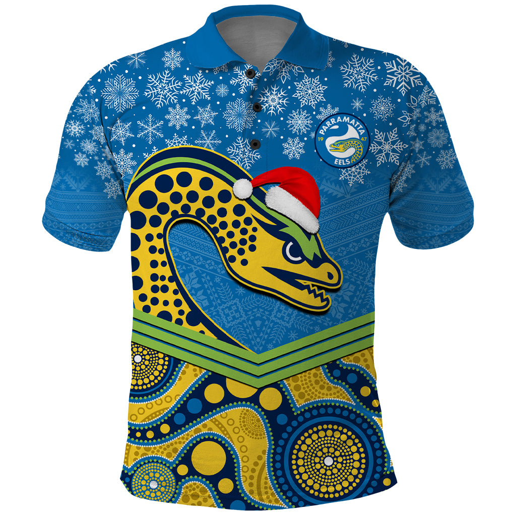 custom-parramatta-eels-rugby-christmas-polo-shirt-merry-xmas-2023-mix-aboriginal-art