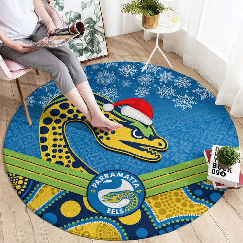 custom-parramatta-eels-rugby-christmas-round-carpet-merry-xmas-2023-mix-aboriginal-art