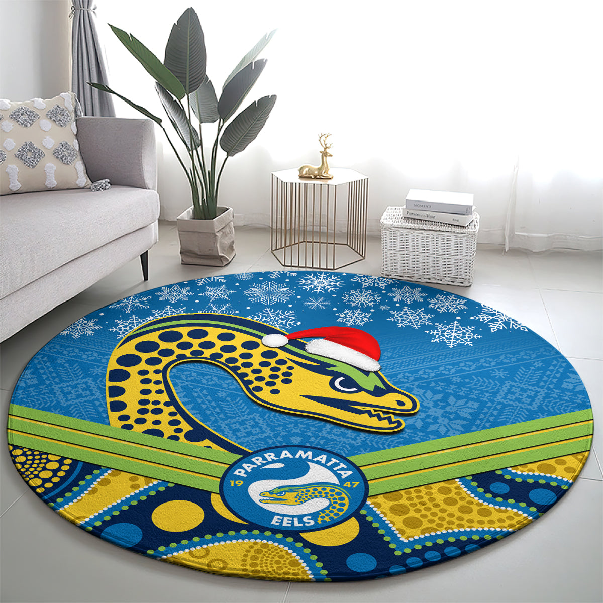 custom-parramatta-eels-rugby-christmas-round-carpet-merry-xmas-2023-mix-aboriginal-art