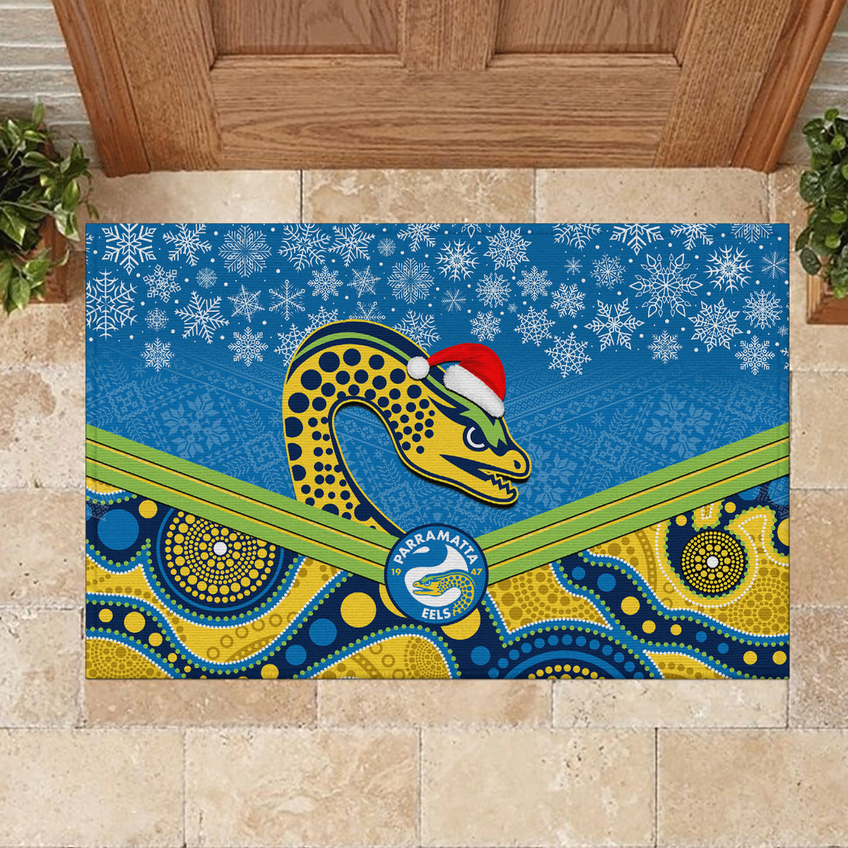 custom-parramatta-eels-rugby-christmas-rubber-doormat-merry-xmas-2023-mix-aboriginal-art
