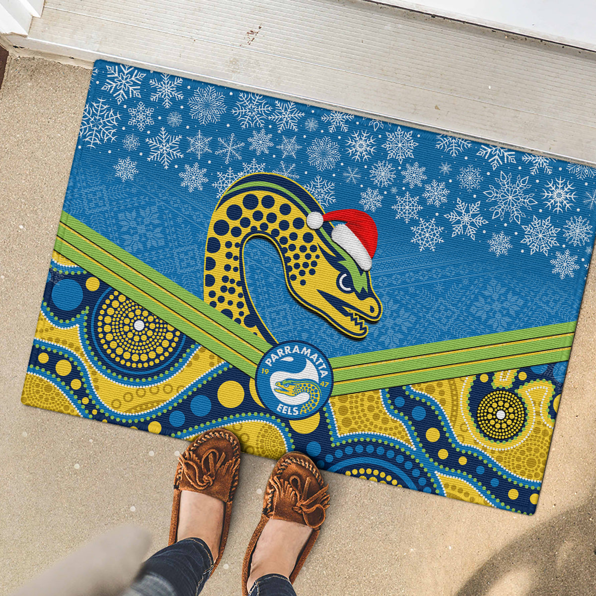 custom-parramatta-eels-rugby-christmas-rubber-doormat-merry-xmas-2023-mix-aboriginal-art